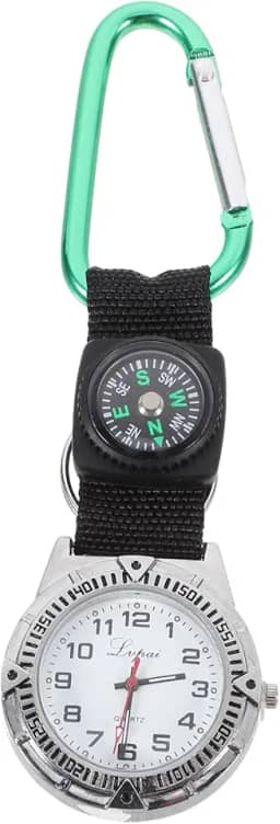 Relógio de liga para mochileiro com bússola, relógio de montanhismo, relógio de , design de mosquetão, relógios modernos simples, relógio unissex com fivela de cinto, verde, Verde,
