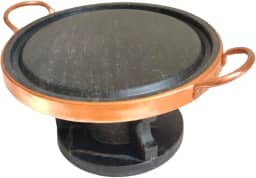 Kit Fondue Grelha De Carne 22 cm Pedra Sabão Com Fogareiro