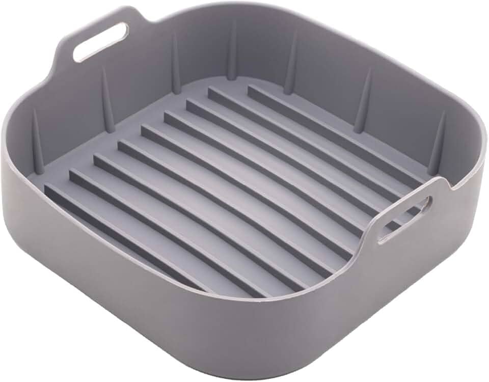 LYOR - Forma Quadrada de Silicone para Air Fryer Cinza 20Cm x 7Cm