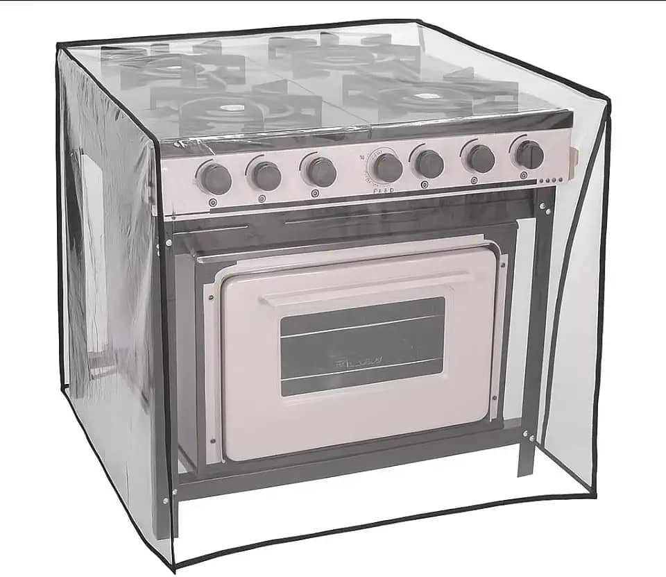 Capa Protetora para Fogão Industrial 78x85x85cm – Plástico Cristal Transparente Grosso Impermeável com Costura Reforçada e Acabamento Premium