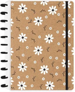 Caderno de Discos Capa Dura A4 Kraft Flores abyara graf (tipo caderno inteligente)