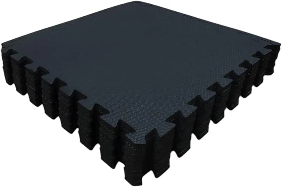 Kit com 12 Tatames Tapetes EVA Com Borda 50cm X 50cm X 1cm Preto