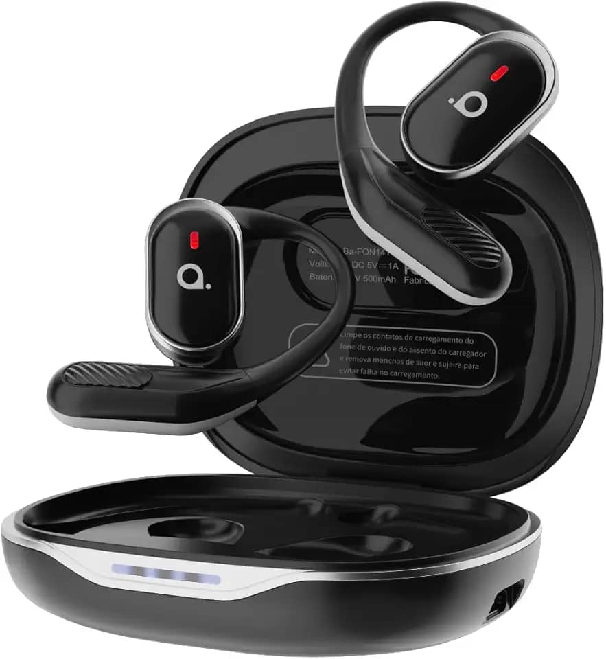 Fone De Ouvido Bluetooth Esportes, Basike T6, IPX5/OWS Fone de Ouvido Estéreo Hi-Fi, Suporta Chamadas de Voz, 60 Horas em Standby Para Corrida e Exercícios ao Ar Livre (Preto)