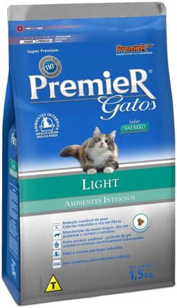 Premier Pet Ração Premier Ambientes Internos Light Para Gatos Adultos Sabor Salmão - 1 5Kg
