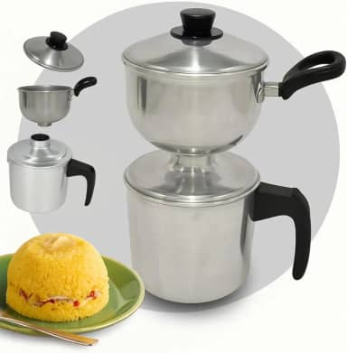 Cuscuzeira Individual Alumínio Polido ou Craqueado 1 ou 2 Medidas Cuscuzeiro Tradicional para Cuscuz Nordestino