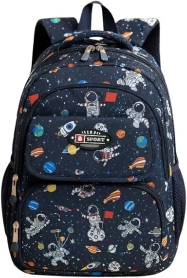 Mochila Escolar Infantil Astronauta Impermeável Design Espacial Espaçosa Menino Ótimo Acabamento Costura Reforçada Alta Durabilidade