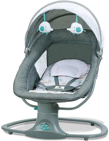 Mastela Cadeira Infantil Techno Verde Com Balanço Automático Timer E Música Criança - Até 18Kg