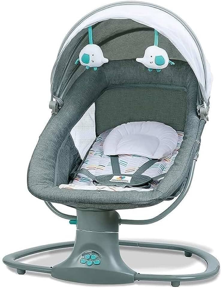 Mastela Cadeira Infantil Techno Verde Com Balanço Automático Timer E Música Criança - Até 18Kg