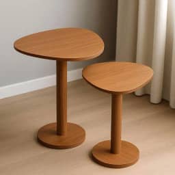 Kit 2 Mesas Laterais de Canto Monopé com Tampo Orgânico Mel