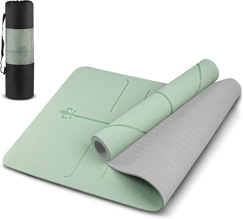 Gavzrt Tapete de Yoga 6 mm de Espessura, Tapete de Yoga Antiderrapante Pilates, Tapete Ioga de TPE, 183 x 61 cm x 6 mm