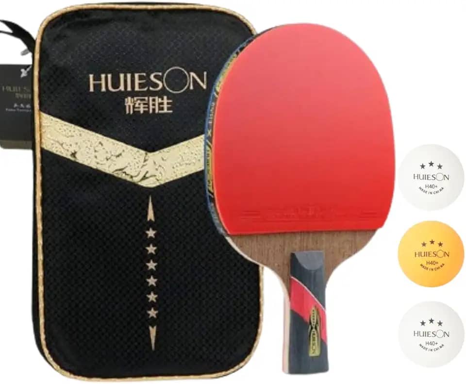 Raquete Tênis de Mesa Ping Pong Huieson 6 Estrelas Classineta Carbono Profissional + Capa Raqueteira + 3 Bolas 3 Estrelas Oficiais