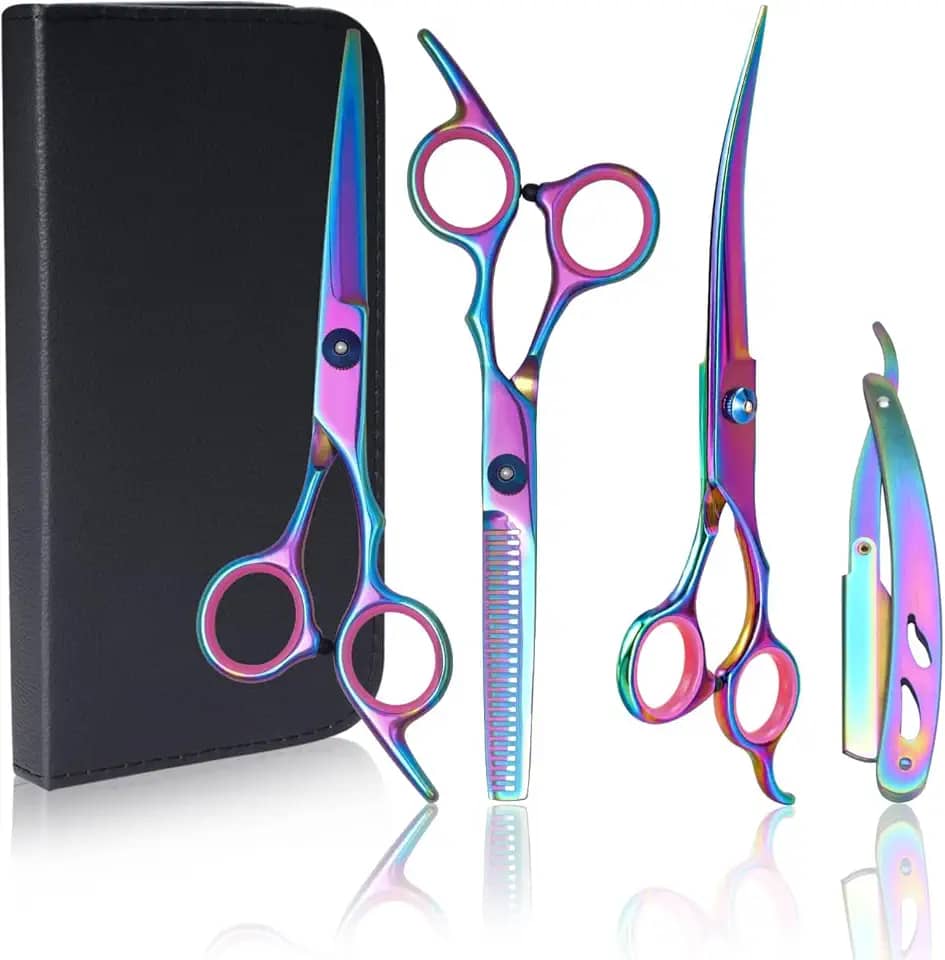 Namoat Tesoura Profissional Cabeleireiro, Tesoura De Cabelo, Tesoura De Cortar Cabelo, Kit Barbeiro Colorido