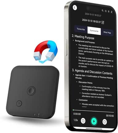 FoCase Note AI Gravador de voz, transcrever e resumir, tradução, controle de aplicativo com chat GPT, magnético, 64 GB de memória, suporta 112 idiomas, gravador de áudio para chamadas telefônicas