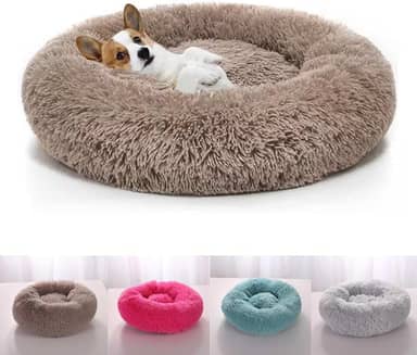 Caminha Nuvem CAMA Pet Redonda PELUCIA Para Cachorros E Gatos DONUT FILHOTES TODA ACOLCHOADA BORDAS ELEVADAS FUNDO ANTIDERRAPANTE Tamanho M CASA CASINHA NINHO (MARROM)