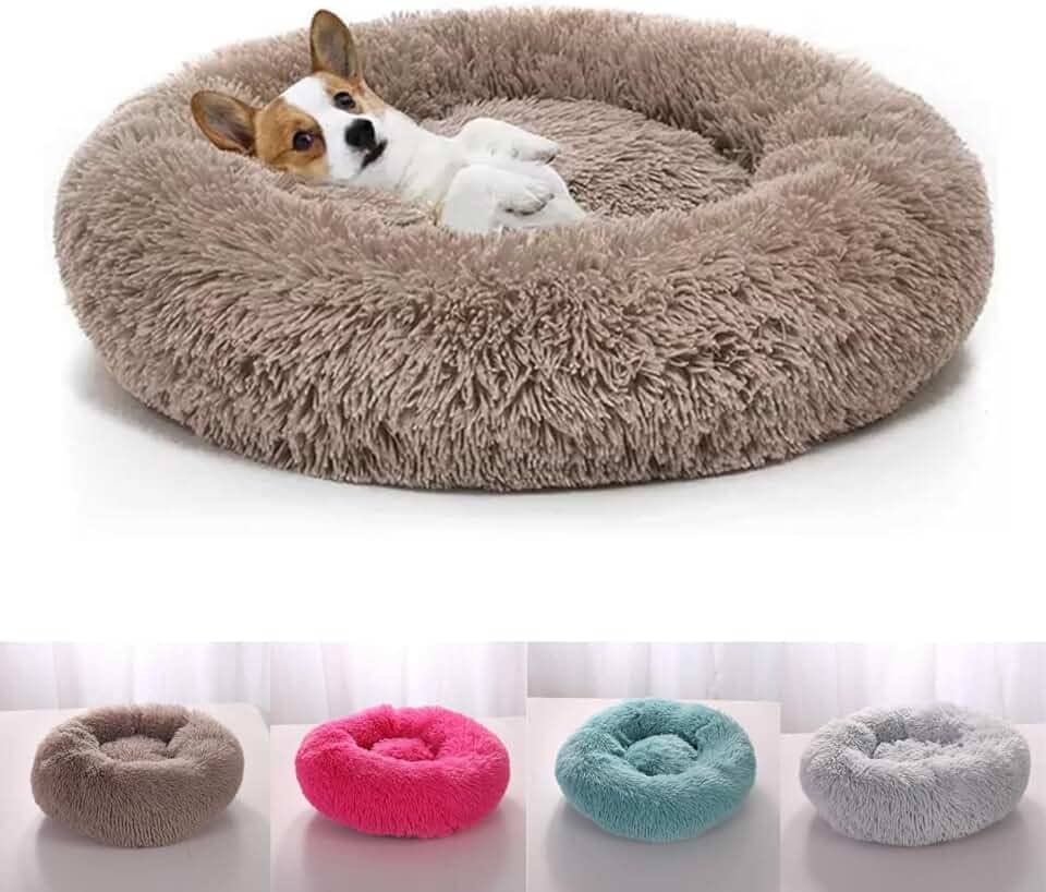 Caminha Nuvem CAMA Pet Redonda PELUCIA Para Cachorros E Gatos DONUT FILHOTES TODA ACOLCHOADA BORDAS ELEVADAS FUNDO ANTIDERRAPANTE Tamanho M CASA CASINHA NINHO (MARROM)
