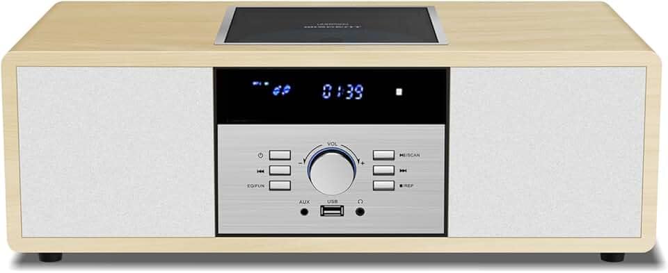 Sistema Estéreo Bluetooth Para Casa Com Cd Player, Sistema De Música Hi-Fi De Madeira Vintage Com Bluetooth, Rádio Fm, Entrada Aux E Usb, Controle Remoto, Rádio Compacto E Aparelho De Som