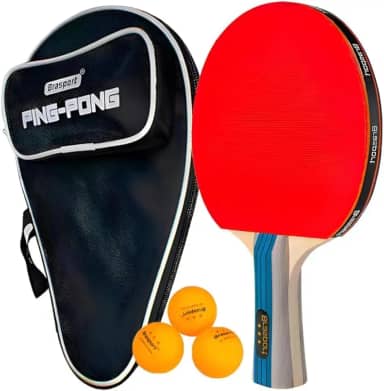 Raquete Profissional de Tênis de Mesa, Ping Pong com Estojo e 3 Bolinhas Alto Padrão Great Home