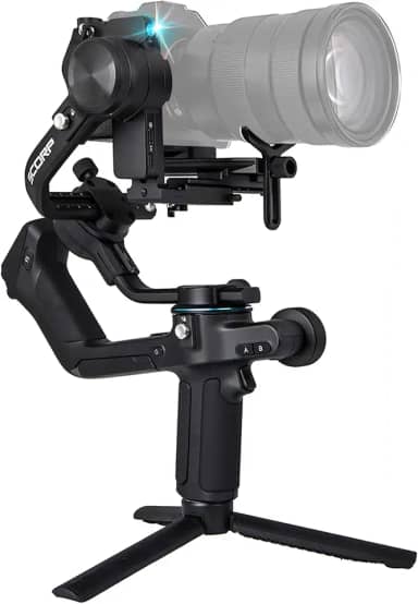 FeiyuTech SCORP 2, estabilizador gimbal de 3 eixos para câmeras DSLR e sem espelho, rastreamento de IA, pagamento de 2,5 kg, vida útil da bateria de 13 horas, carregamento rápido USB-C