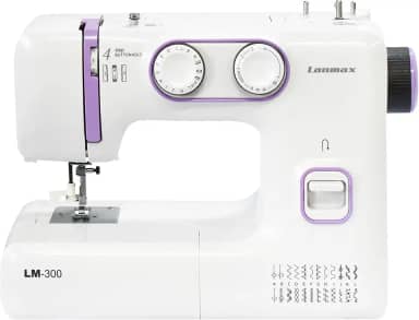 Máquina de Costura Doméstica Portátil Lanmax Bivolt 24 Pontos Servo Motor 100w de Potência Costura em Jeans Iluminação LED Passador de Linha Automático Retrocesso Estrutura Interna em Metal