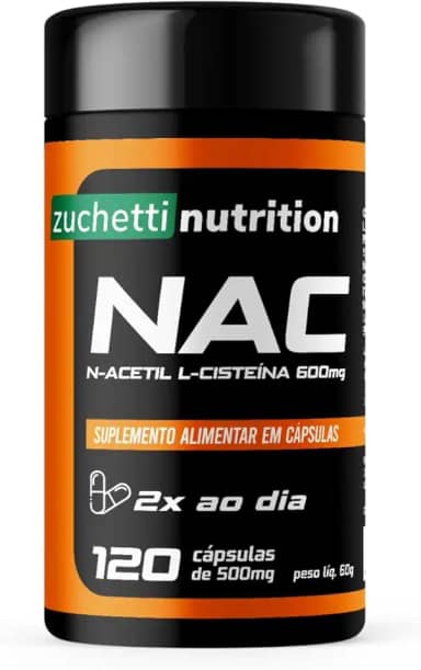 Nac 600mg n-acetil l-cisteína 120 cápsulas Zuchetti nutrition Suplemento capsula