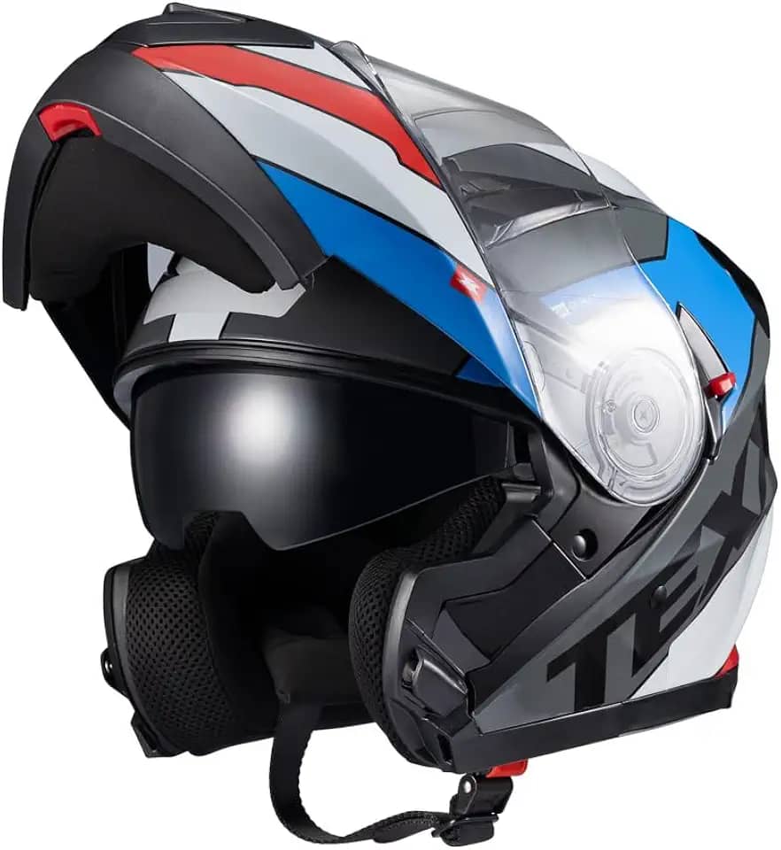 Capacete Texx Escamot Gladiator V3 Reisen Azul Vermelho Branco 60