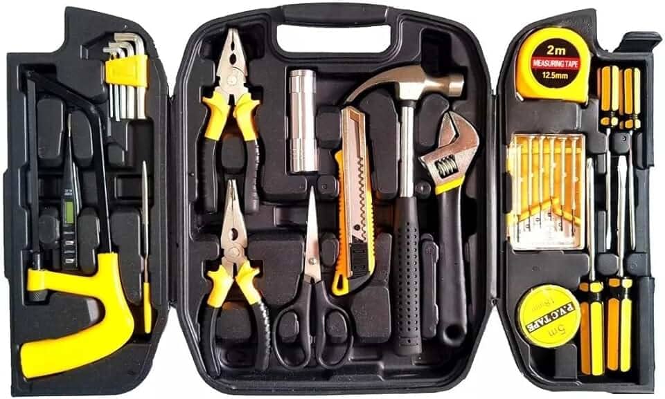 Kit Ferramentas P/Casa Reparos Domésticos Maleta Ferramentas Jogo Manuais Mala Multiuso Simples 26, Tube Serra Martelo Chave Drena Bomb