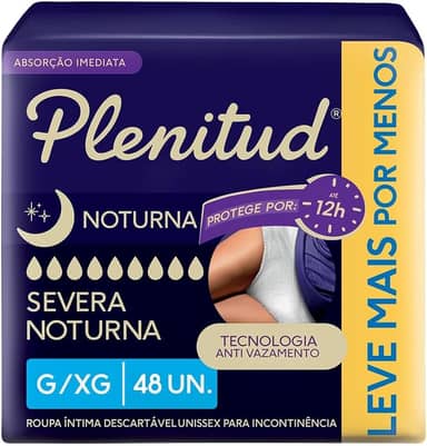 Plenitud Roupa Íntima Noturna para Incontinência G/XG - 48 Un