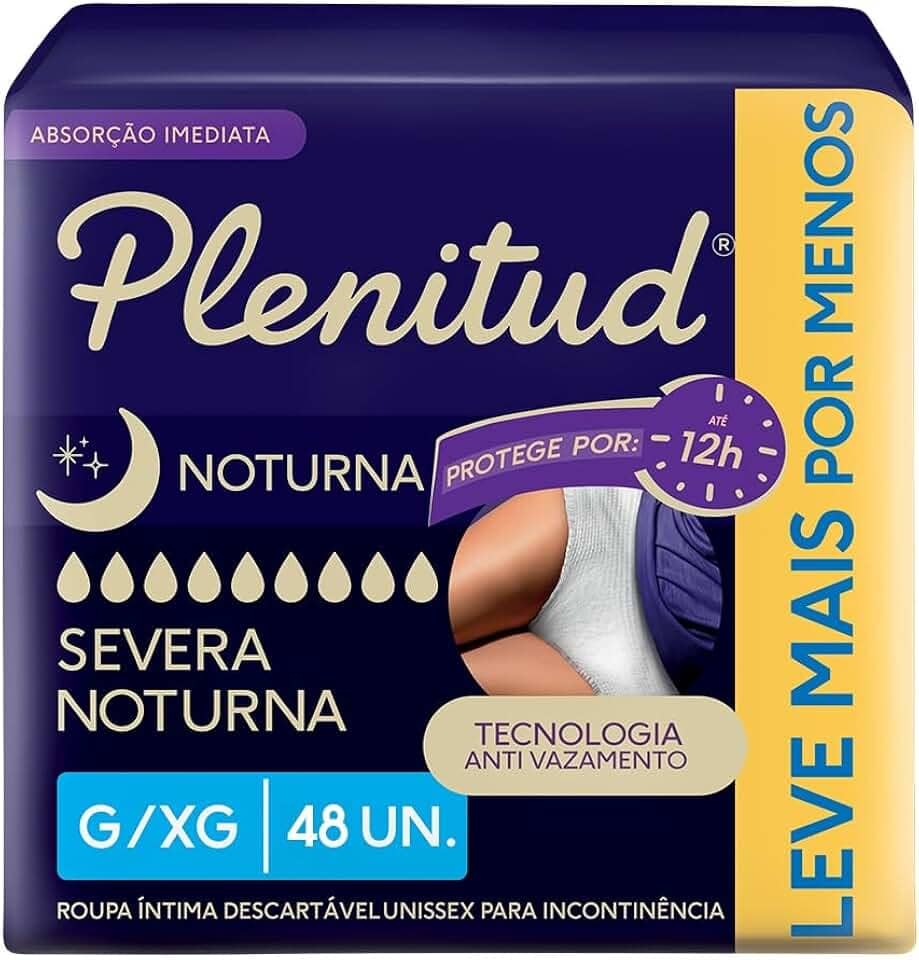 Plenitud Roupa Íntima Noturna para Incontinência G/XG - 48 Un