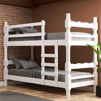 Beliche Madeira Maciça - vira 2 Camas - para Colchão 78/88 x 188cm Porto Multimóveis Cr4138 Branco