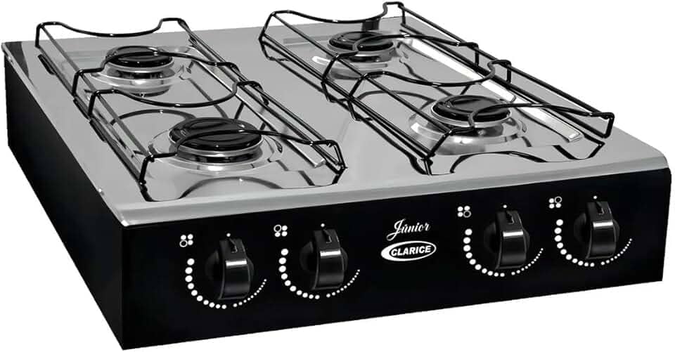 Fogão De Mesa Cooktop Júnior 4 Bocas Preto Compacto Prático E Econômico Portátil A Gás 4 Bocas (Inoxliso)
