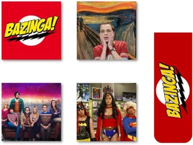 4 Ímãs de geladeira + 1 Marcador magnético, 4 peças de desenho fofo The Big Bang Theory ímãs de geladeira acessório de decoração de geladeira