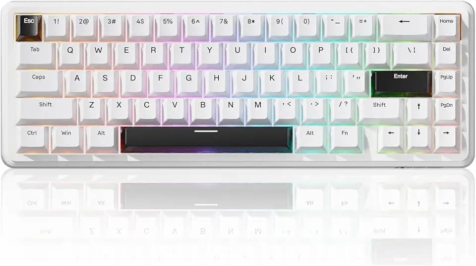 ATTACK SHARK X65 HE com fio,interruptor magnético de gatilho rápido,65%,teclado mecânico para jogos, efeito Hall RGB Hot Swap,atuação ajustável,taxa de pesquisa de 8 KHZ,teclas PBT,Win/Mac(Branco)