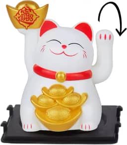 Gato da Sorte Japones, Maneki Neko, Gato da Sorte, DT1948B, O Gatinho da Sorte Japonês é Um Símbolo de Boas-vindas, Boa Sorte e Riqueza na Cultura Japonesa, Atrai Riqueza e Fortuna! (Branco)