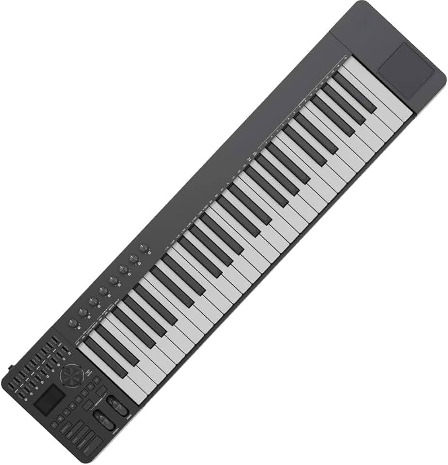 VEDO NTK-49 Controlador de Teclado MIDI USB 49 Teclas com Modos de Acorde e Escala, Integração Perfeita com DAWs Populares, Teclas Sensíveis à Velocidade, Controles Atribuíveis Windows, Mac e iOS