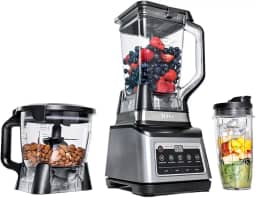 NINJA LIQUIDIFICADOR 1200 W, 5 Funções para Smoothies, Picar, Massa e Mais com Auto IQ, Jarra 2,2L, Jarra de Processador de 2L e 1 Copo para Levar, Preto