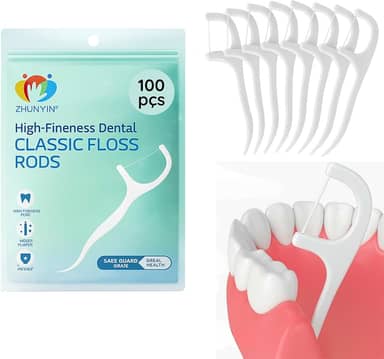 Fio Dental com Haste 2 em 1 Kit com 100 Unidades para Limpeza Bucal Profunda - Ideal para Viagens e Uso Diário