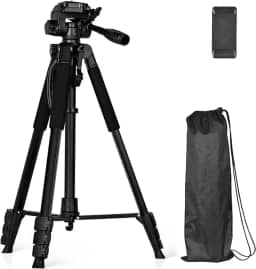 Tripé Semi-Hidráulico Profissional de 180cm, Tripé de Alumínio Profissional Para Celulares e Câmeras - Altura Ajustável Suporte Para Celular - Com Três Pernas Com Trava (1.8 Metros)