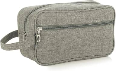 Kirk Necessaire Masculina Viagem (Bolsa de Toilette) Nylon Impermeável, Alça Lateral, 2 Compartimentos, Organizador de Higiene Executivo para Shampoo, Barba e Perfume (Cinza)