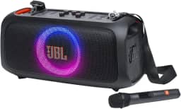Caixa de Som, JBL, PartyBox On The Go Essential, Com Microfone, Bluetooth, Show de Luzes, À Prova de Respingos - 100W RMS