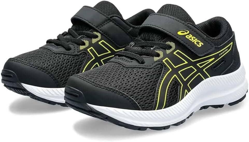 T�nis Asics Contend 8 PS Infantil Preto e Verde