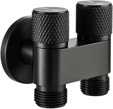 Válvula Dupla de Registro para Torneira e Banheiro - Controle Independente, Preta Premium, Alto Padrão, Instalação Fácil, Ideal para Cozinha, Banheiro e Lavanderia