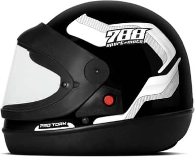 CAPACETE FECHADO PRO TORK SPORT MOTO 788 PRETO - BRANCO TAM. 62