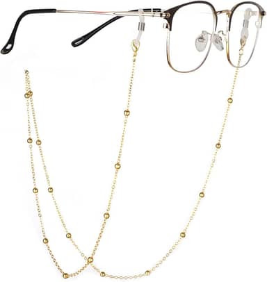 Corrente de óculos de aço inoxidável para mulheres, elegante, suporte de óculos de sol ao redor do pescoço, cordão moderno para óculos de sol e alça de óculos