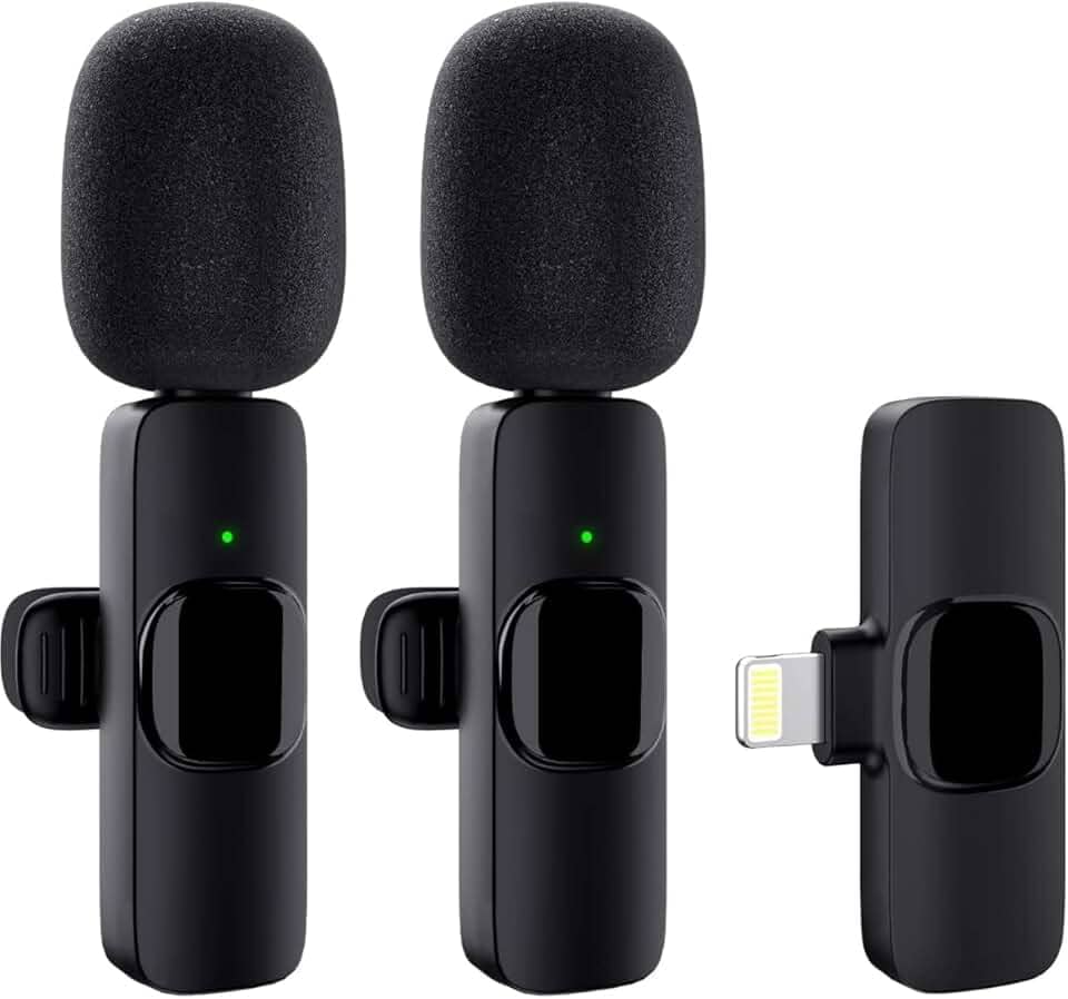 Microfone de Lapela Sem Fio Profissional – Alta Sensibilidade, Redução de Ruídos Tipo-C – Ideal para Podcast, YouTube, Influenciadores e TikTok