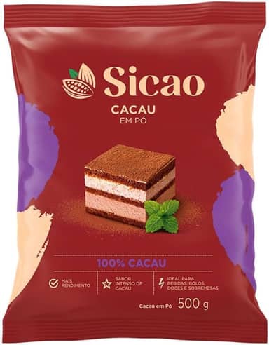 Cacau Em Pó Alcalino 100% 500g Sicao