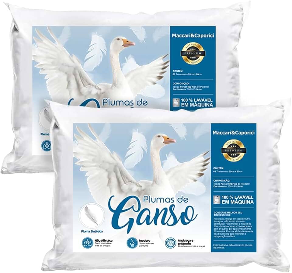 Kit 02 Travesseiro Toque de Pluma Premium Percal 400 Fios 50x70cm Lavável, Antiácaro, Antialérgico