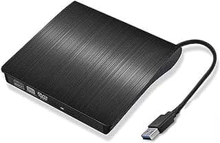 Gravador DVD Externo USB 3.0, Leitor Portátil Slim para PC e Notebook, Preto