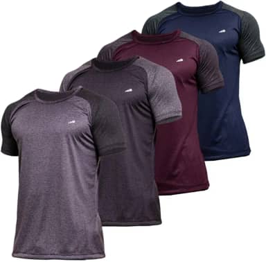 Kit 4 Camisetas Dry Fit Raglan Masculina Manga Curta Academia Gola Redonda Slim