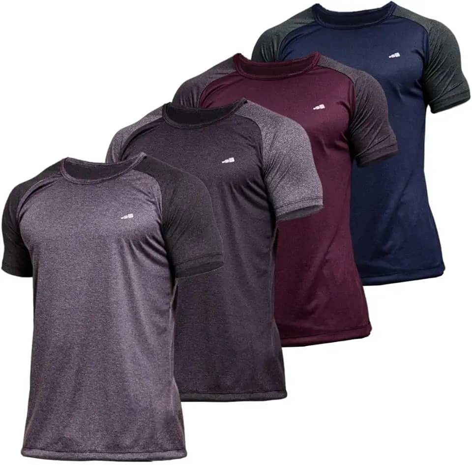 Kit 4 Camisetas Dry Fit Raglan Masculina Manga Curta Academia Gola Redonda Slim