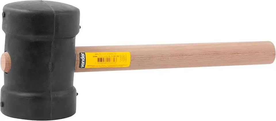 Vonder, Martelo De Borracha 80 Mm, Cabo Em Madeira, Preto.